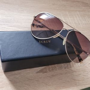 J. Crew Gold Aviator Sunglasses with Tortoiseshell Accents
